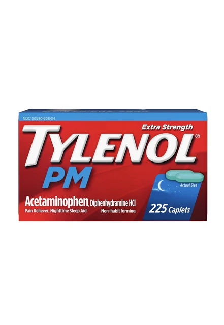 Tylenol PM Extra Strength 225 Caplets- brand new in box