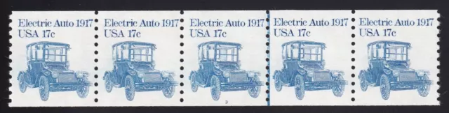 1906 Transportation Issue – 17c PNC JLP strip of 5 Plate # 3 Unused NH F-VF