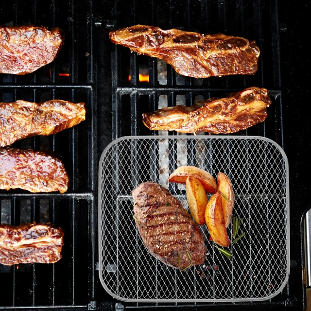 Set di 2 taglieri per salmone, regolabili, con supporto stabile in acciaio inox, griglia XL