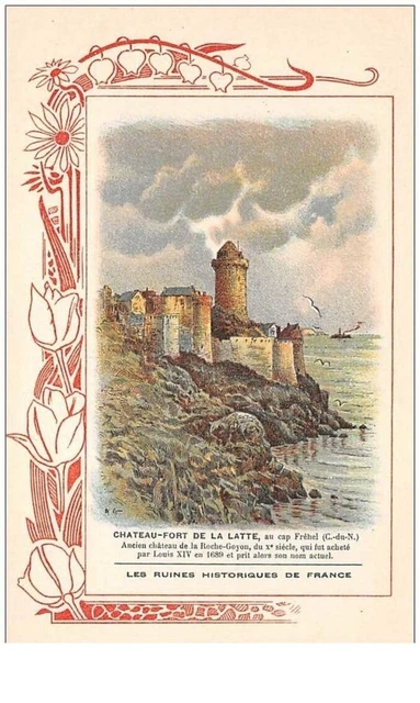 publicité  . n° 46411 . chateau fort de la latte . cote du nord. 15 .  biscui