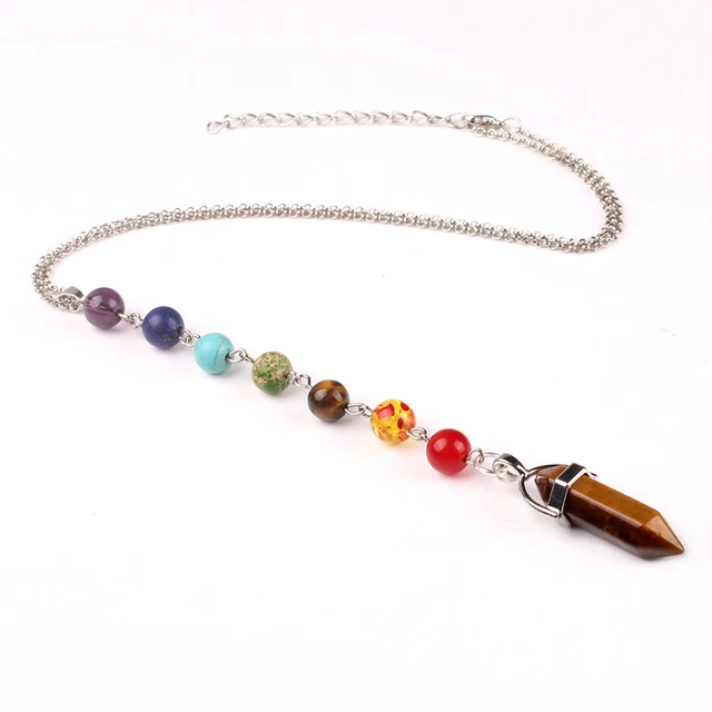 Natural Tiger Eye Gems Stone Pendulum Chakra Necklace Pendant Wholesale