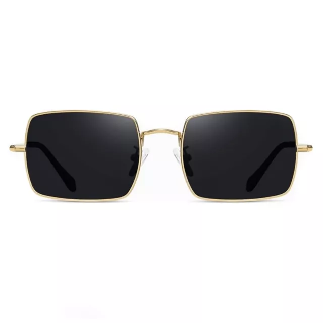 Rectangle Retro Gold Metal Frame Polygon Women Men Square Black Tint Sunglasses 2