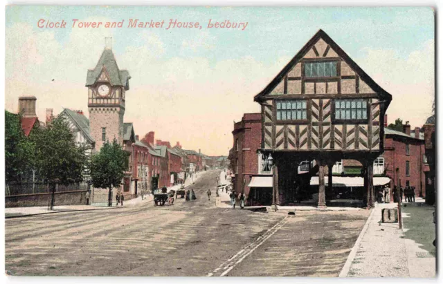 Ledbury Clock Tower & Market House - Pre WWI Valentines Postcard T06