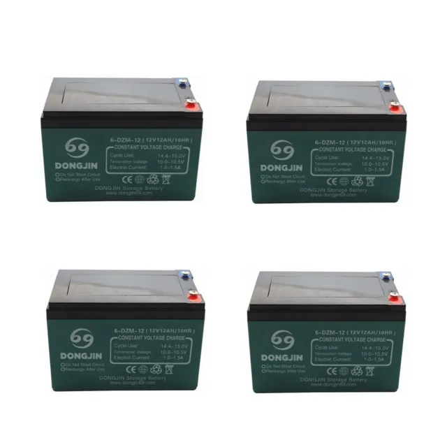 4pc 12V 12Ah Battery 6-DZM-12 for Electric ATV Quad Scooter GoKart Golf Mobility