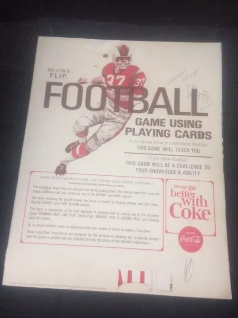Vtg 1964 Coca Cola Bo-Lyn's Flip Football Board Game