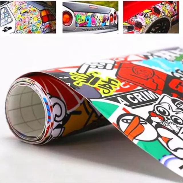 Large Panda Cartoon Graffiti Bomb Vinyl Wrap for Auto Car 60x20 in Film