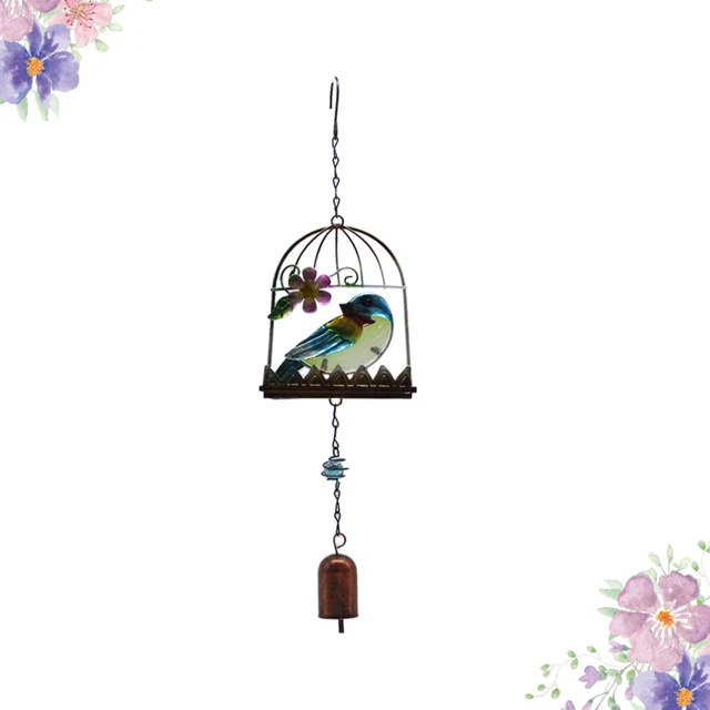 Bird Cage Ornament Wall Hanging Decoration Blue Decor Wind Chime