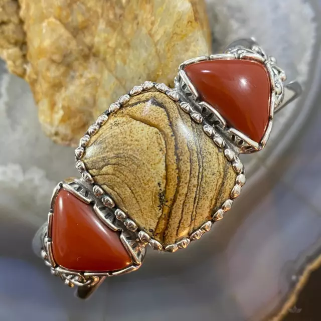 Carolyn Pollack Southwestern Style Sterling Picture Jasper & Red Jasper Bracelet