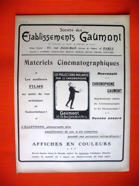 Gaumont Press Advertisement Cinematographic Materials Chronophone Ad 1908