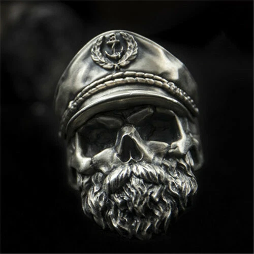 Bague Capitaine De L'armée Style Gothique Punk - Tête De Mort Et Grue - Marque Black Sugar - Neuf Avec étiquettes - Expédié De Paris