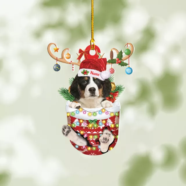 Personalized Bernese Mountain Dog In Snow Pocket Christmas Ornament decor