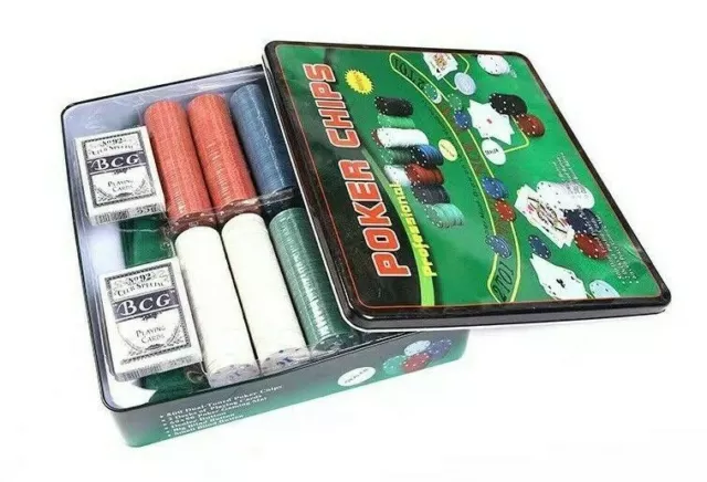 Poker Blackjack Texas Hold em Complete Casino Game Set Cards Chips Mat 300 500