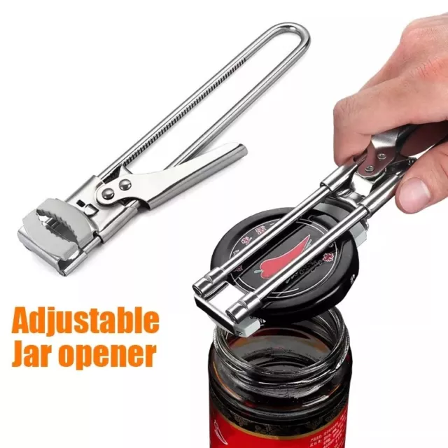 3x Adjustable Multifunctional Stainless Steel Can Opener Jar Lid Gripper Kitchen 3