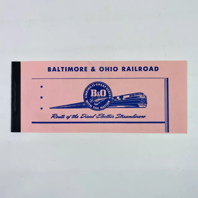 Baltimore And Ohio Railroad 1957 Ticket Book Philadelphia PA Chicago IL P1