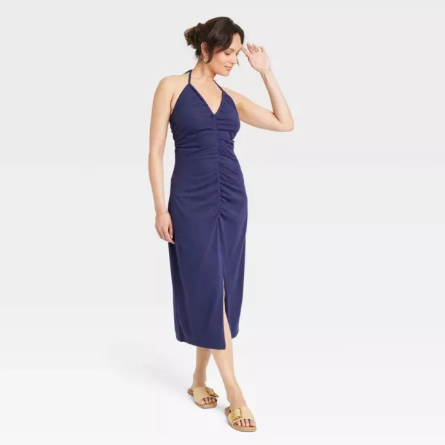Universal Thread Women's Knit Midi Bodycon Dress Blue Size XL