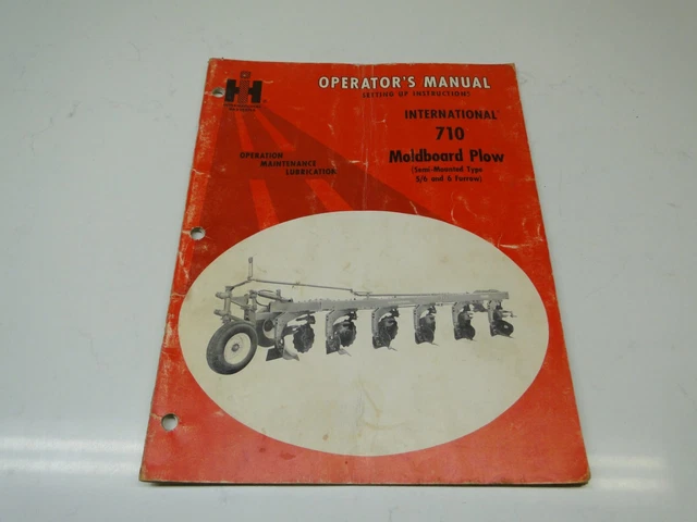 IH International 710 Moldboard Plow Owner Operator Manual Set Up Instructions