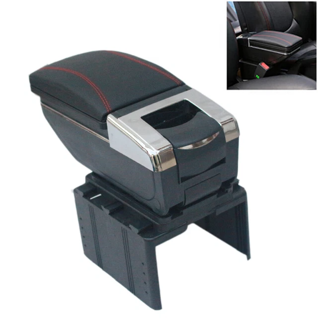 US Car Central Container Armrest Box Black Leather Center Storage Accessories