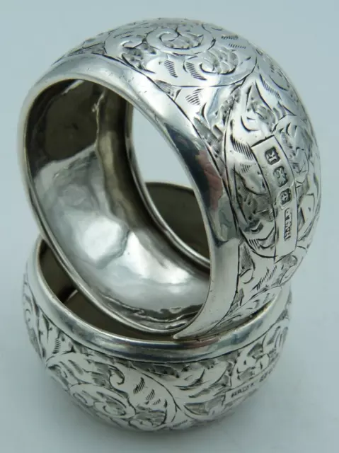 Pair of Edwardian Solid Silver Napkin Rings - Blank Cartouches (2)