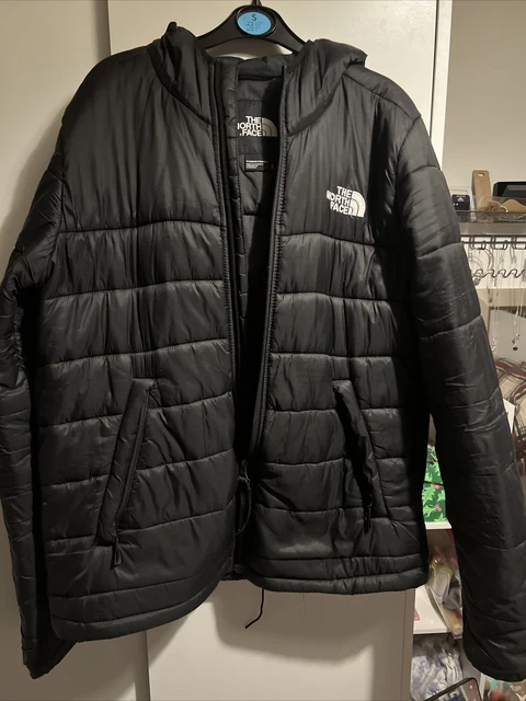 The North Face giacca puffer donna/ragazza/adolescente taglia M nero gonfio, piccolo foro
