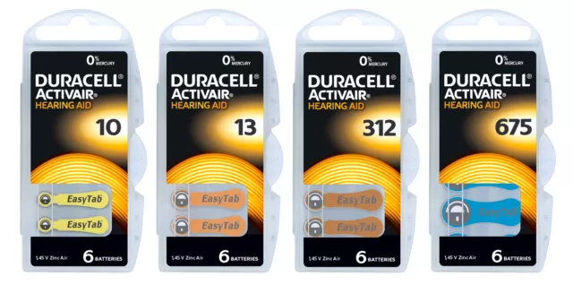 Duracell Hörgerätebatterien Knopfzelle Hörgerät Batterie Typ: 10, 13, 312, 675
