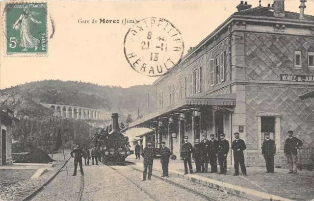 CPA 39 GARE DE MOREZ (JURA) pas courante avec les employés de la gare RARE!