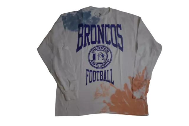 Junk Food Mens NFL Denver Broncos Football Long Sleeve Tie Dye Shirt New S, M