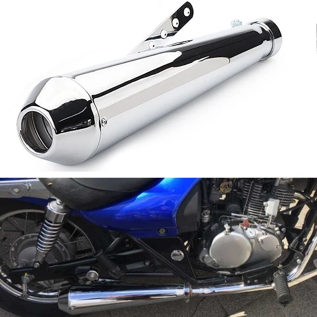 Chrome Motorcycle Slip On Exhaust Muffler Removable Pipe Silencer Universal