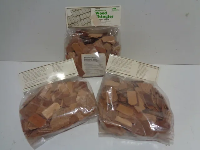 3 NEW Bags Dollhouse Wooden Shingles 900 Total FREE SHIP