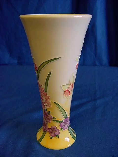 Old Tupton Ware Floral Sunshine Flared Rim Tubelined Porcelain Trumpet Vase 7934 2