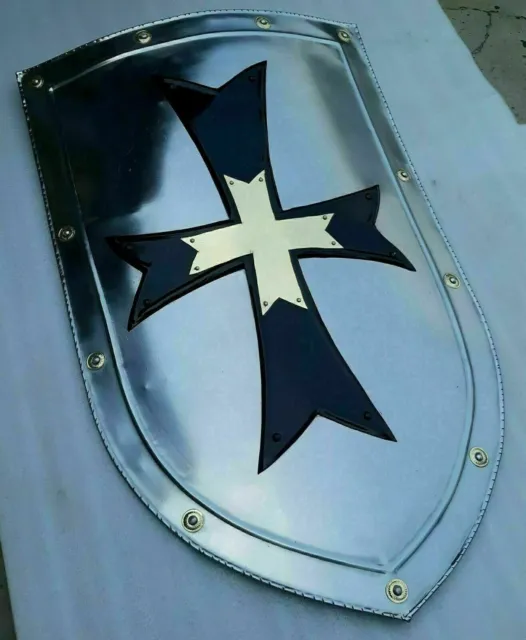 28" Medieval Black Cross Shield Crusader Reenactment Cosplay Templar Shield