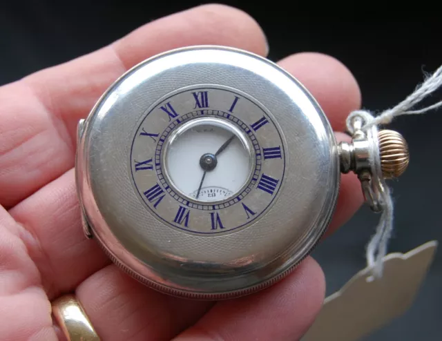 Superb Antique Silver Waltham 15J. Half Hunter Pocket Watch. Size 16. 1918. FWO.