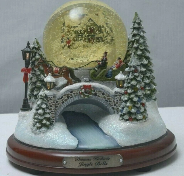 BRADFORD EXCHANGE THOMAS Kinkade Christmas Village Snow Globe Jingle