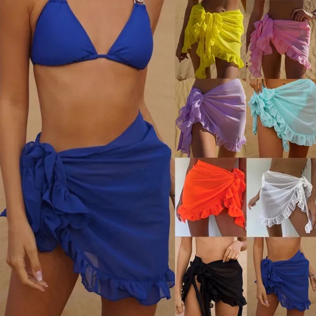 Sexy Ruffle Bathing Suit Bikini Cover Up Beach Dress Sarong Wrap Pareo Swimwear 3