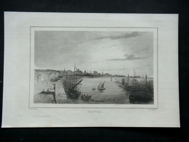 ANTIQUE ENGRAVING 19th century - VIEW OF NANTES - ATLANTIC LOIRE