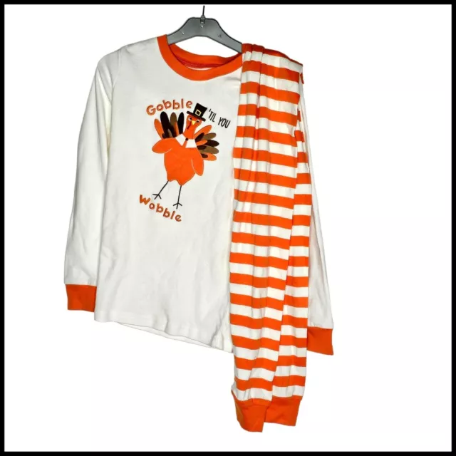 Gymboree White & Orange Gobble Turkey Pajama Set size 10 NWT Thanksgiving