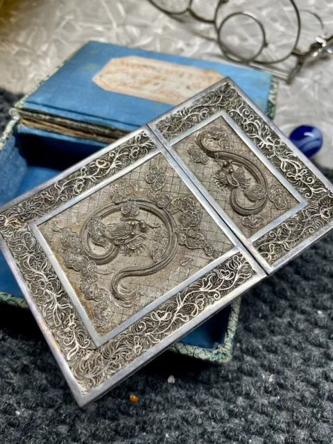 Sick CHINESE Silver Filligree CIGARETTE Case. Chinese Dragons. UNBELIEVABLE!L@@k