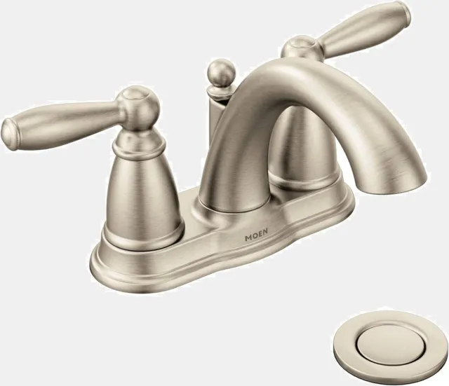 Moen 6610Bn Brantford Brushed Nickel 2-Handle Centerset High Arc Bathroom Faucet