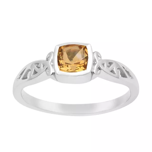 Naturel Citrine Pierre Précieuse Fantaisie Jaune Taille Bague 7 925 Argent