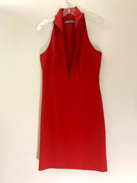Andrew Marc New York Red Exquisite Sheath Dress Sleeveless Front Zip Size - 6