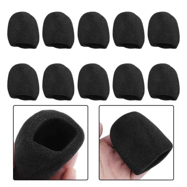 10 Pcs Thick Handheld Stage Microphone Windscreen Foam Case Cover Karaoke Black