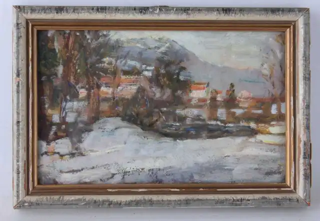 Gebirgige Winterlandschaft Frankreich Ölgemälde Impressionist