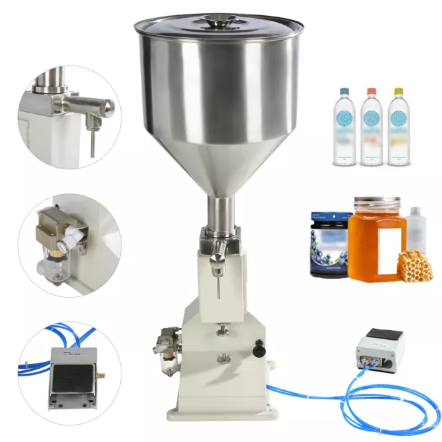 5-50ml Pneumatic Bottle Filling Machine Shampoo Cosmetic Paste Liquid Oil Filler