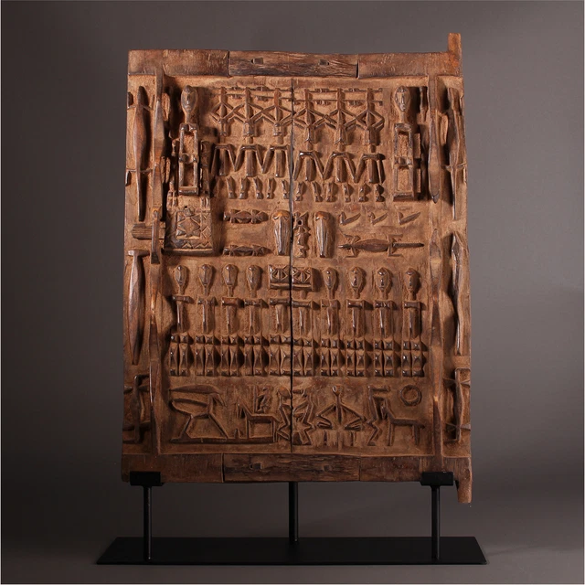 12607 Dogon Kornkammertür Mali With Metal Stand