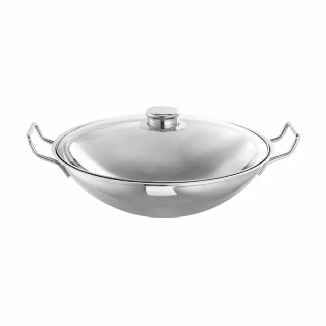 Schulte-Ufer Wok Bo-Lang i, Pfanne, inkl. Zubehör, Edelstahl 18/10, 36 cm, 5 L