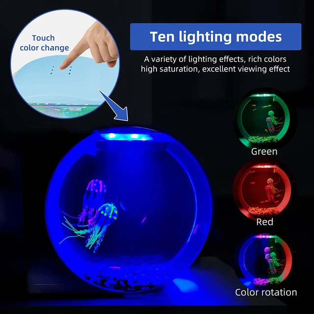 2.6 Gallon Betta Aquarium Kit Fish Jellyfish Tank with Water Pump and Filter LED 2