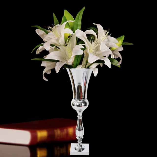 Large Stunning Silver Iron Luxury Flower Vase Urn Wedding Table Decor Gift 64cm