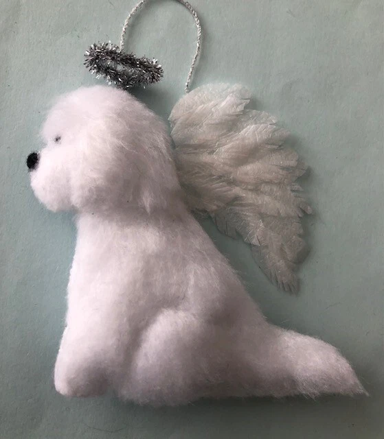 BICHON FRISE - ANGEL with HALO - PART NEEDLE FELTED DOG