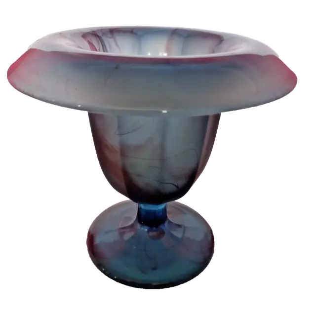 Stunning Art Deco Davidson Blue Cloud Glass Urn Vase