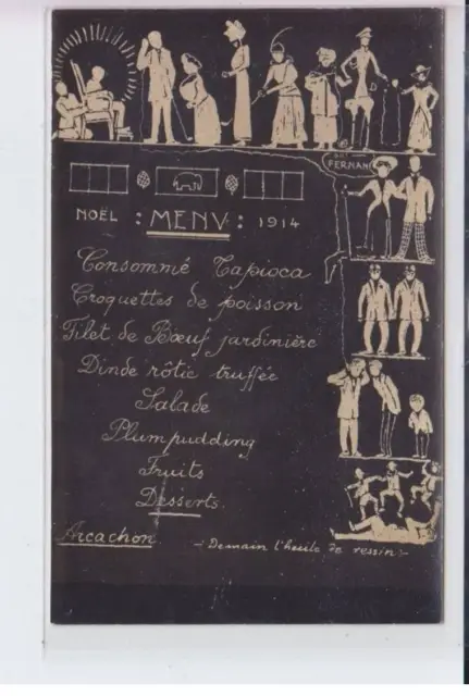 ARCACHON: menu de noël 1914, carte photo - très bon état