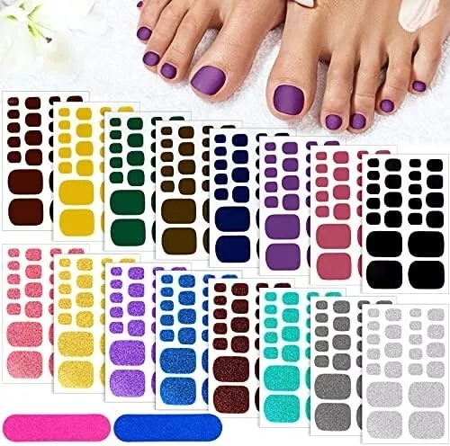 Kalolary Toenail Polish Stickers, 16 Sheets Full Cover Self Adhesive Toe Nail UK